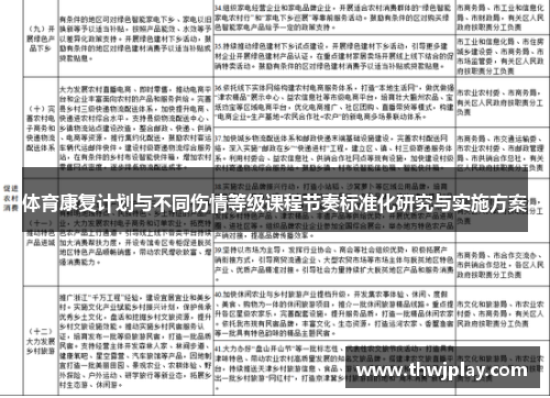 体育康复计划与不同伤情等级课程节奏标准化研究与实施方案